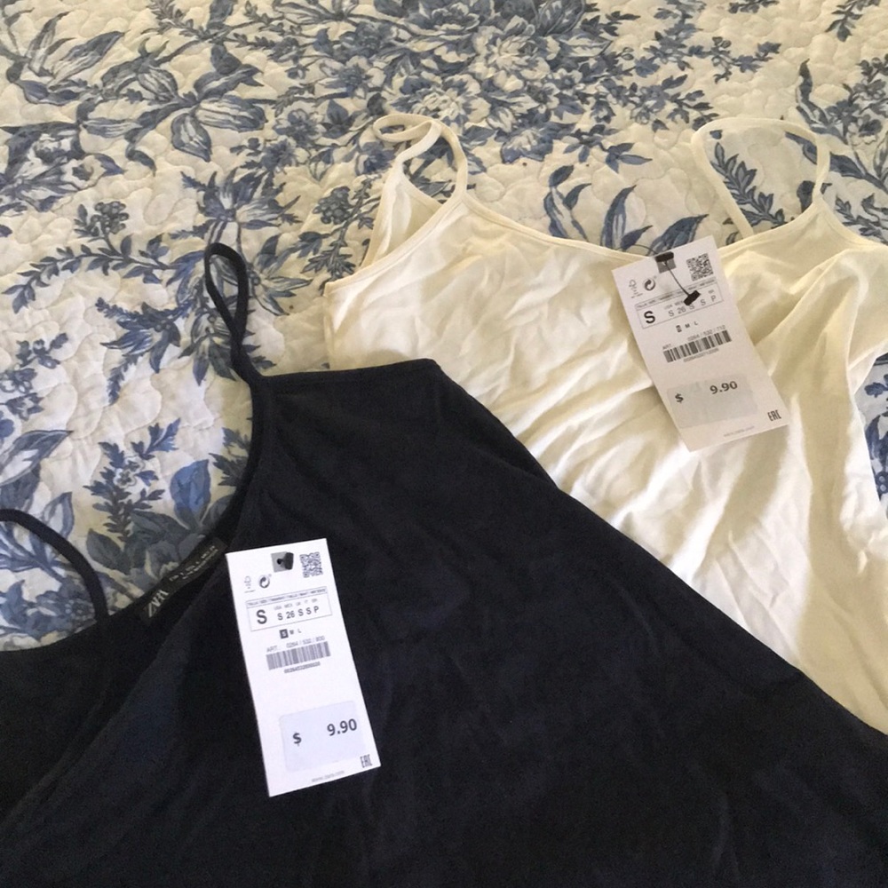 Zara S tank tops camisoles black and white NWT